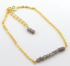 Labradorite Beaded bracelet dainty minimalist bracelet, Brass 22k gold plated bracelet, Handmade jewelry